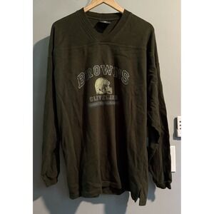Cleveland Browns Shirt NFL V Neck Heavyweight‎ Vintage Lee Men's Large